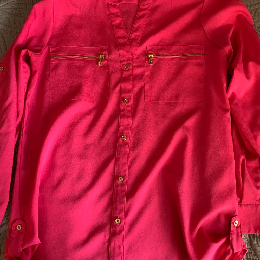 Calvin Klein Women's Bright Pink Button-Down Shirt